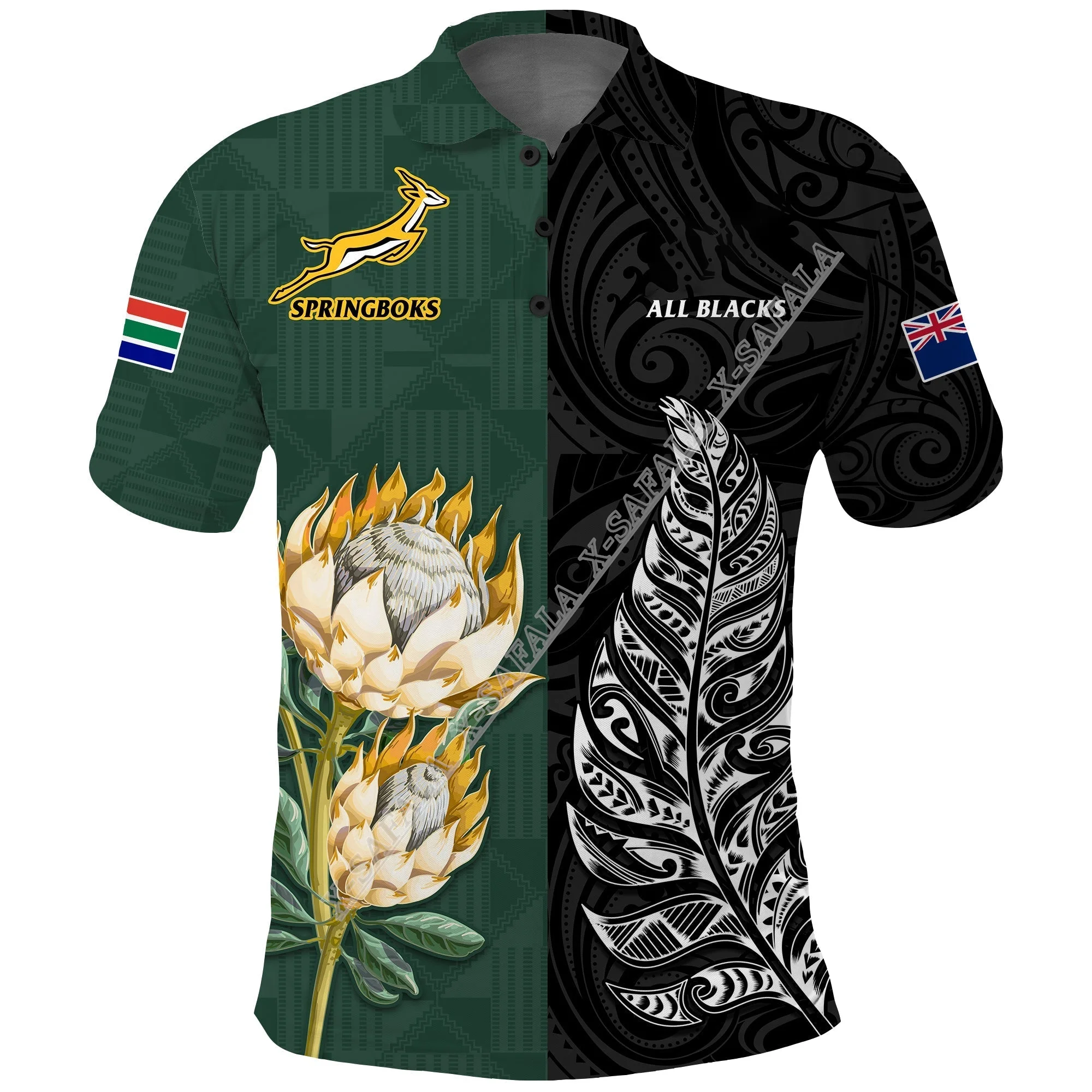 

South Africa All Blacks Rugby New Zealand Samoa Tonga 3D Print Men Polo Shirt Breathable Short Sleeve Casual Tee Top Sport