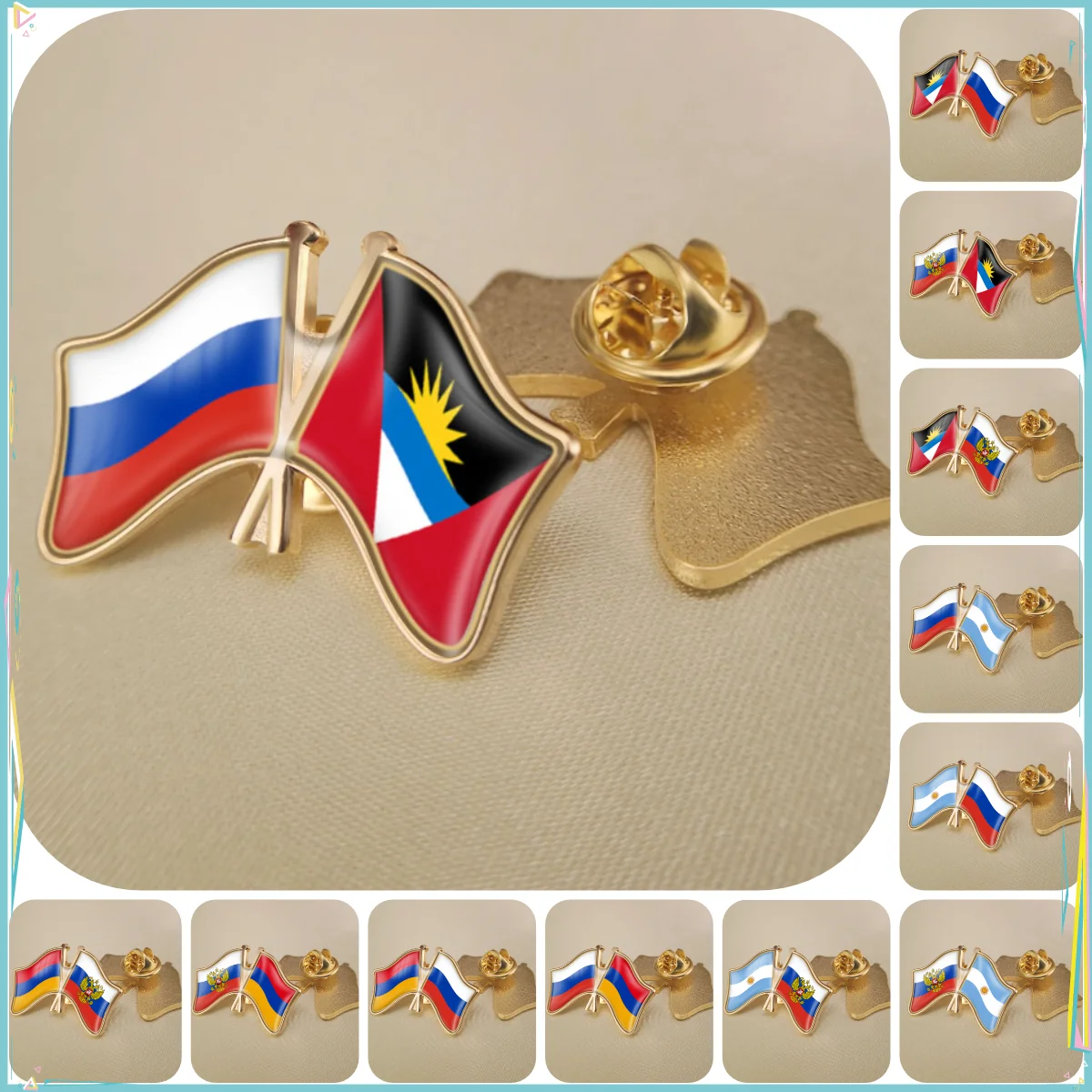 Русская Федерация и Аргентина Армения Антигуа Барбуда двусторонние флаги дружбы