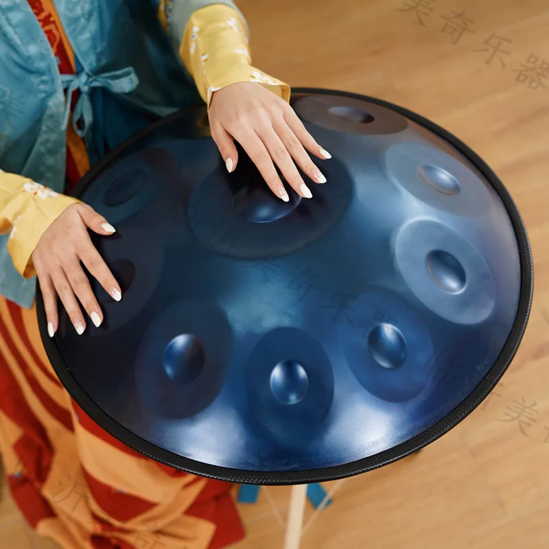 9/10 тонов Handpan Drum 22 дюйма D Маленький синий стальной барабан с язычком Йога