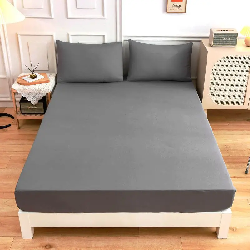 New Product update,1pc 100%Polyester Solid Fitted Sheet Mattress Cover Four Corners With Elastic Band Bed Sheet(no pillowcases)