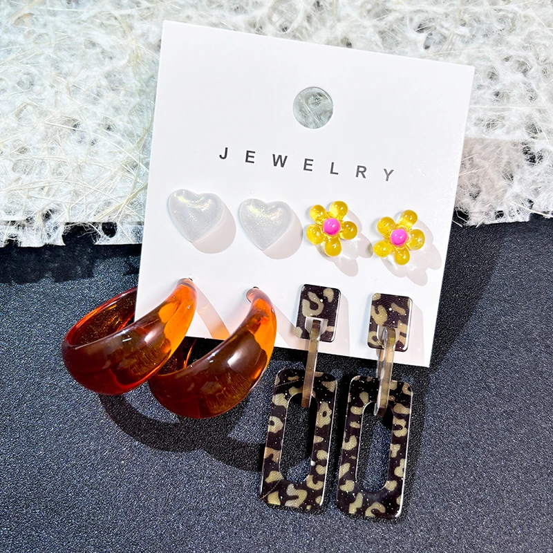 4 пары нежных элегантных креативных минималистичных геометрических украшений