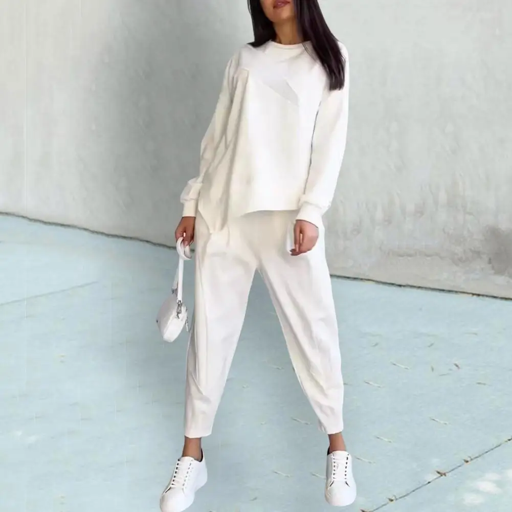 Летний комплект из двух предметов Элегантный женский топа и брюк с асимметричной