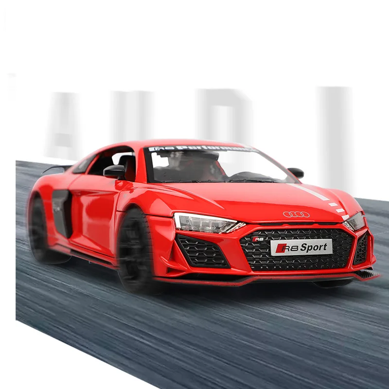 

1:24 Audi R8 V10 White Car Alloy Car Model Simulation Car Decoration Collection Gift Toy Die Casting Model Boy Toy