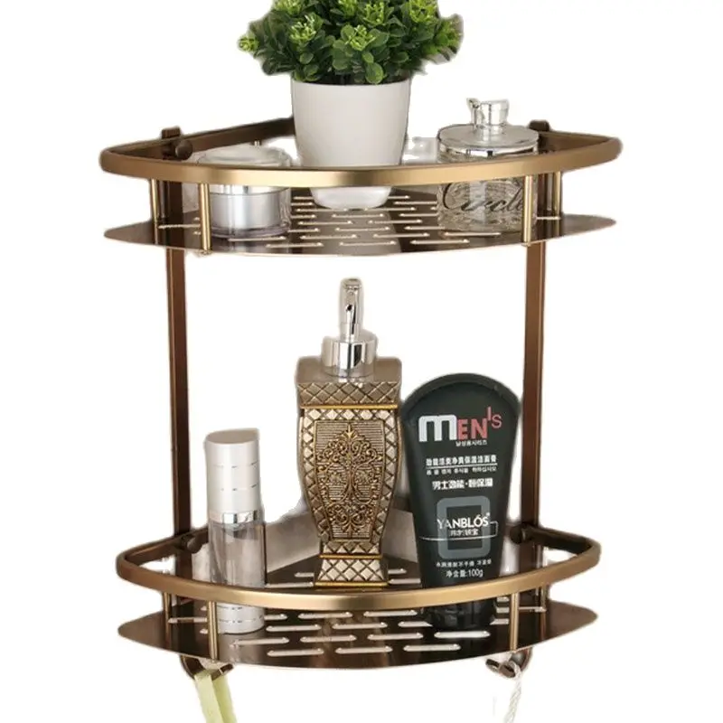 

Antique Bronze Corner Basket Shelf Brushed Space aluminum Bathroom Accessories Product 1-2-3 Layer s