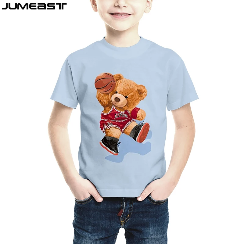 

Jumeast Men Boy Girl 3D Children T Shirt Lovely Cartoon Skull Teddy Bear Robot Short Sleeve Kids Summer Sport Pullover Tops Tees
