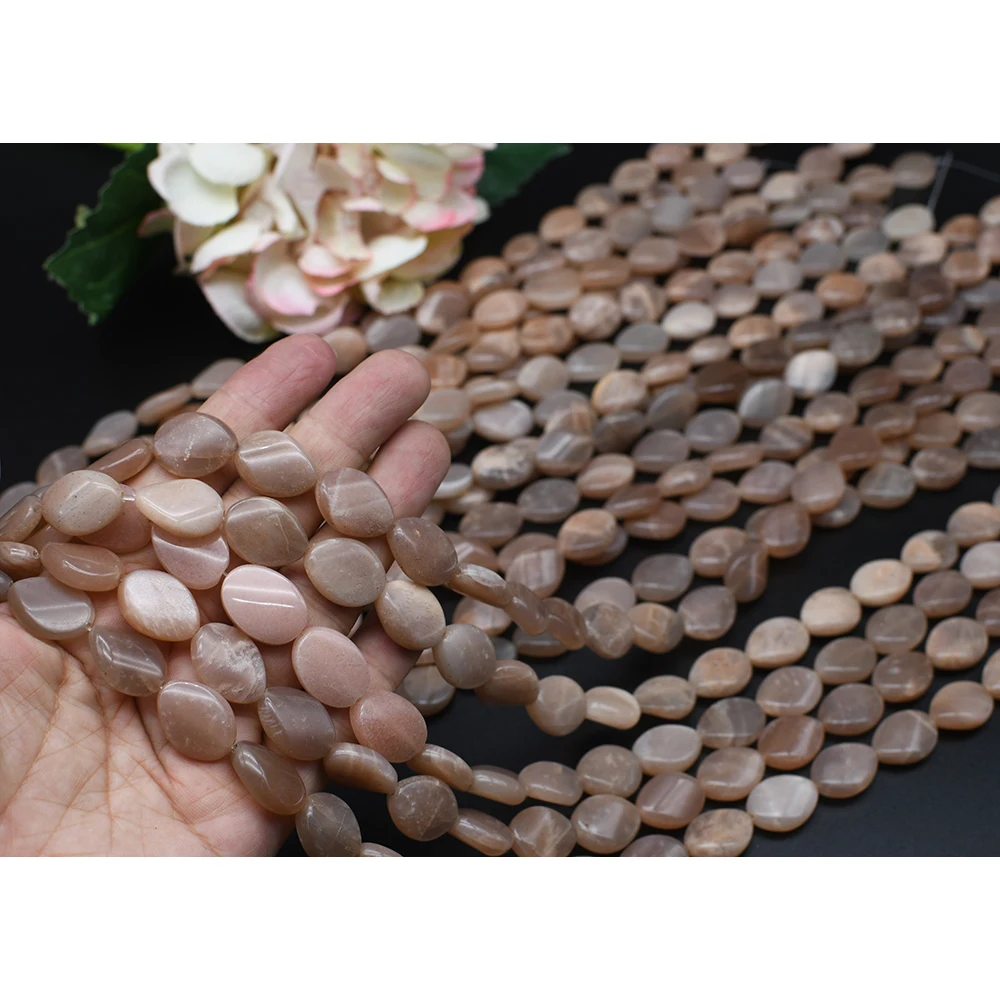 

12-13x16-17mm Natural Smooth Moonstone Irregular Oval Pie shape stone Beads For DIY necklace bracelet jewelry 15 "free delivery