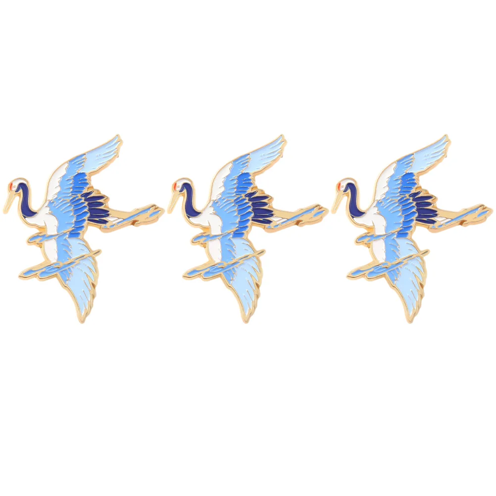 

3pcs Elegant Crane Collar Brooches Clothes Badges Creative Suit Brooch Clothing Decor
