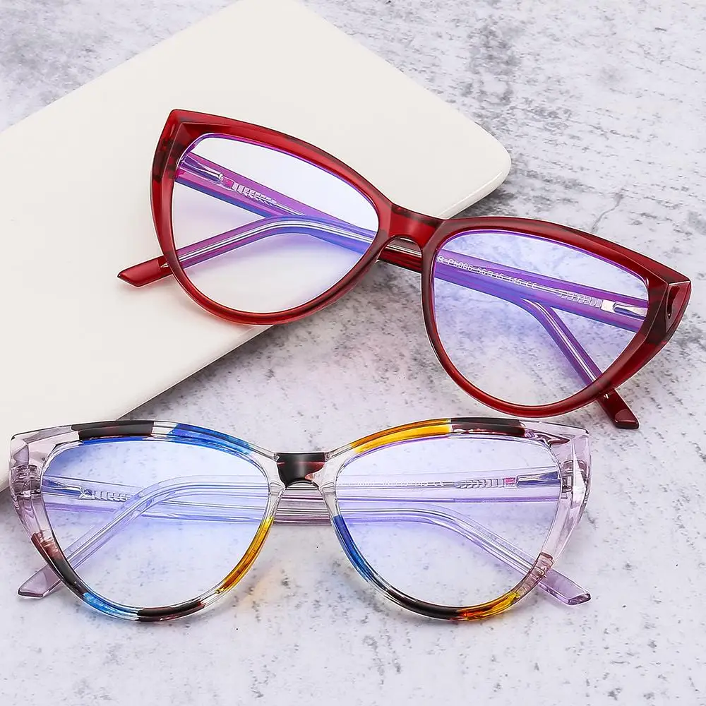 Women Cat Eye Anti Glare Anti UV TR90 Frame Computer Glasses Fake Glasses Blue Light Glasses