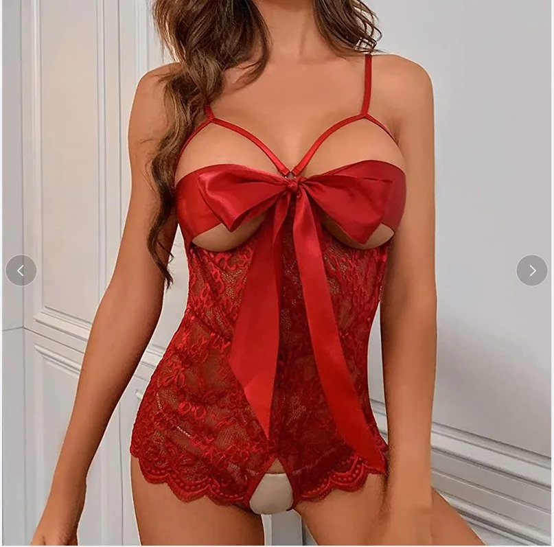 

Эротическое нижнее белье для женщин, сексуальные боди с открытой промежностью, комплект нижнего белья, кружевной прозрачный бюстгальтер с ...