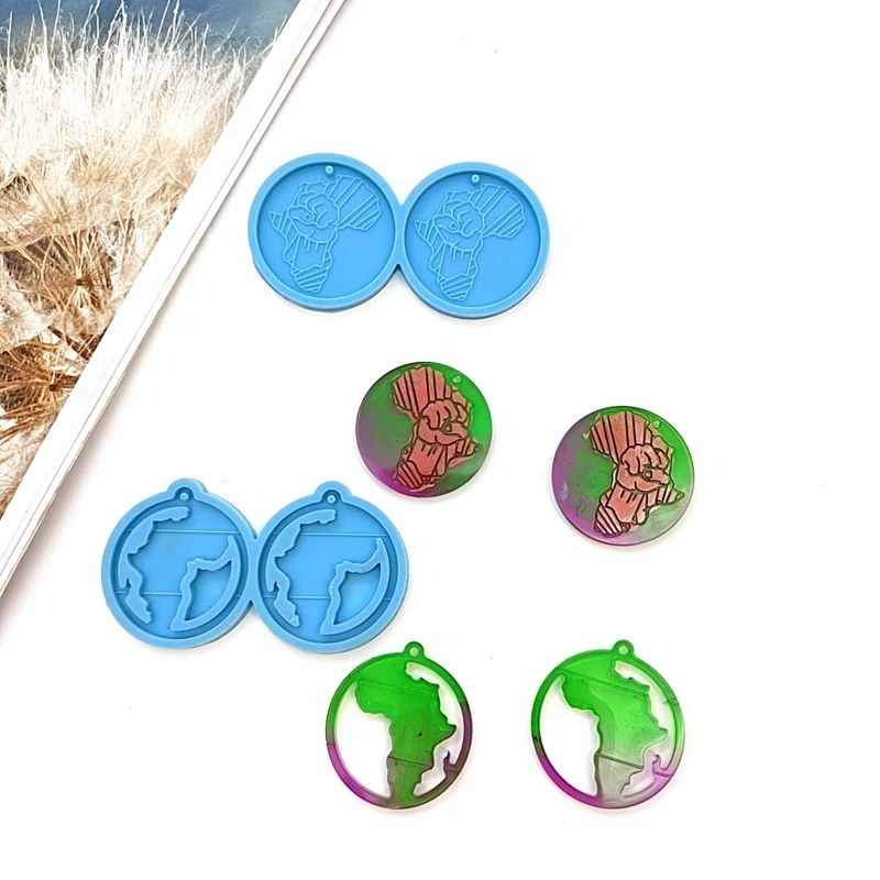 

2 шт., силиконовая абразивная форма для подвесок в виде карты Африки