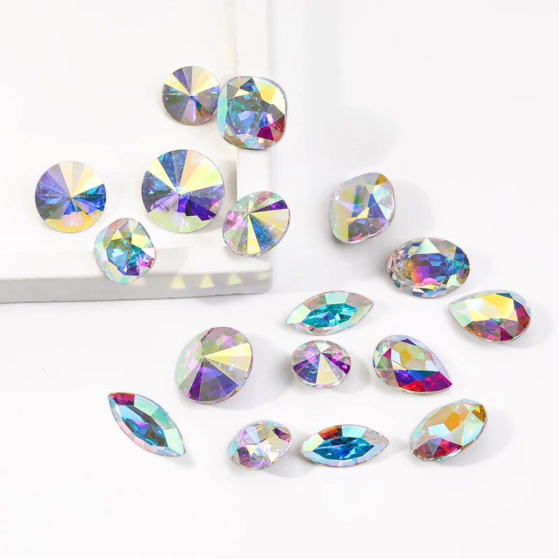Стразы Стеклянные хрустальные бусины AB Камни для ювелирных изделий Круглые