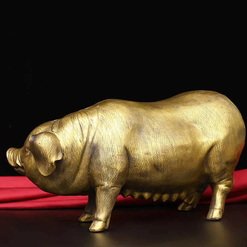 Латунное украшение в виде Свинки большая медная свинка Каролина коричневая