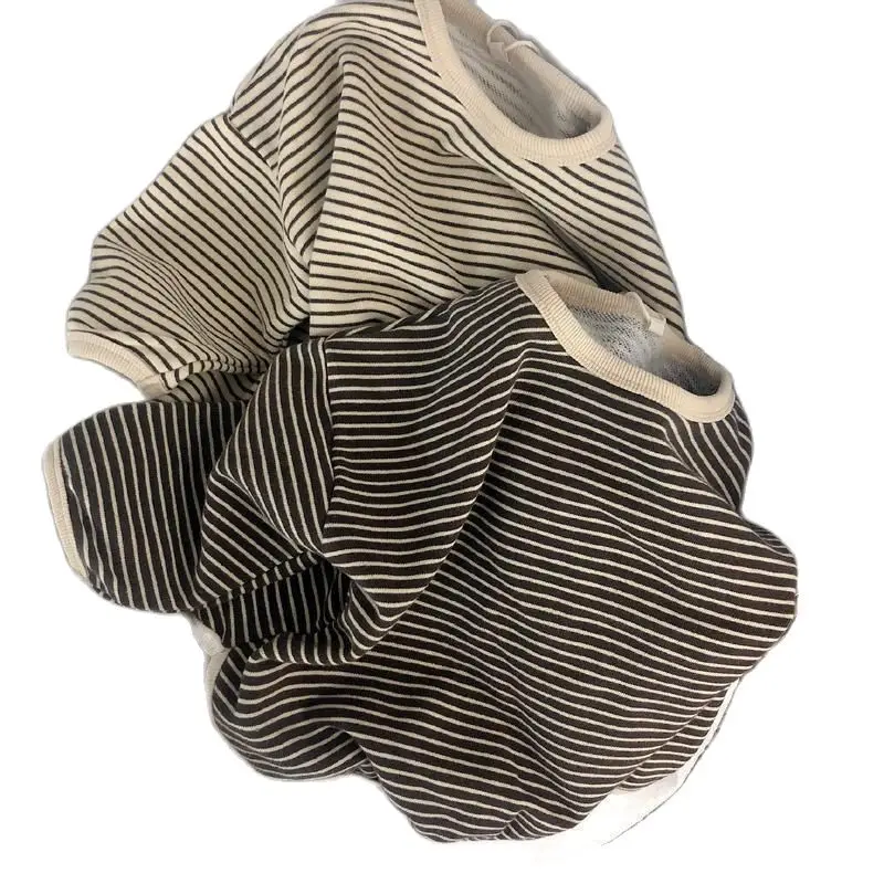 

boys sweaters tees spring long sleeve Korean loose striped tops children's T-shirts all-match bottoming girl shirts P4326