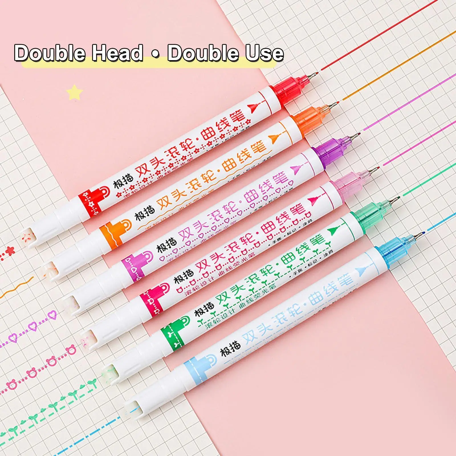 

Изогнутый маркер, цветная изогнутая ручка с двойным наконечником, набор маркеров для журналов, скрапбукинга, милые канцелярские принадлежн...