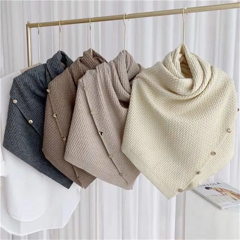 

Winter Cashmere Scarves Women Warm Shawls Wraps Long Knitting Pashmina Poncho Wool Cape Scarf For Lady Knitted Blanket 60*130CM