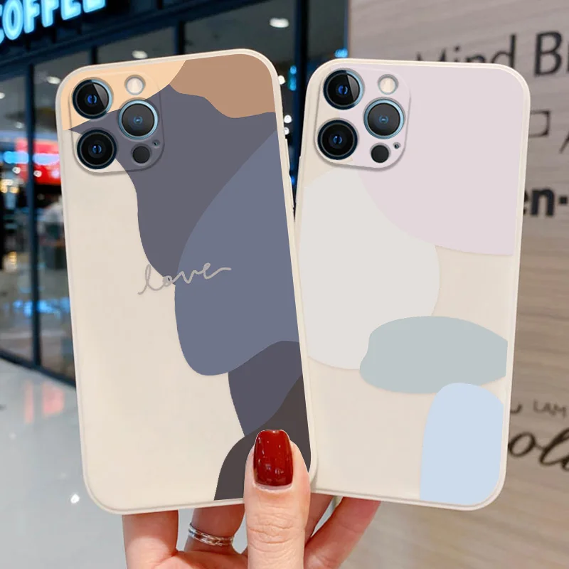 

Art Abstract Graffiti Phone Case For iPhone 13 12 11 14 Pro Max X XR XS Max 14 Plus Mini 8 Plus Silicone Shockproof Cover Bumper