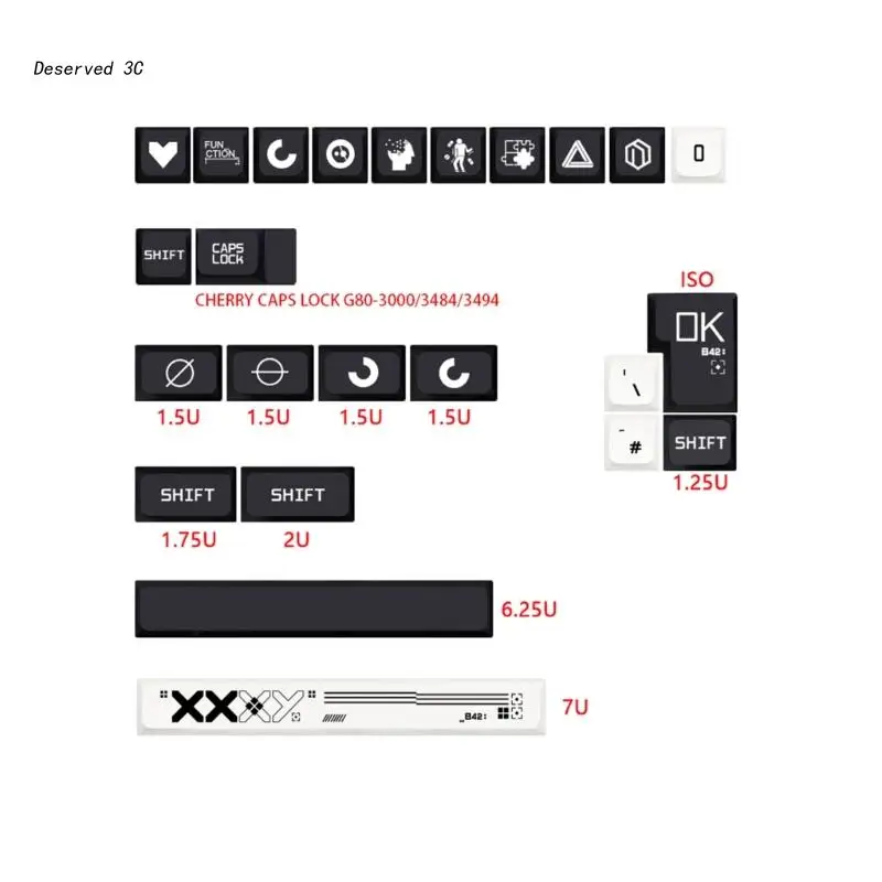 

Колпачки для клавиш R9CB PBT, 128 клавиш, струйная печать, термокраситель, SUB XDA, механическая клавиатура, колпачок для переключателей MX