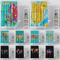 funny world map shower curtains waterproof frabric bathroom curtain with hooks bathroom blackout curtains for home decoration