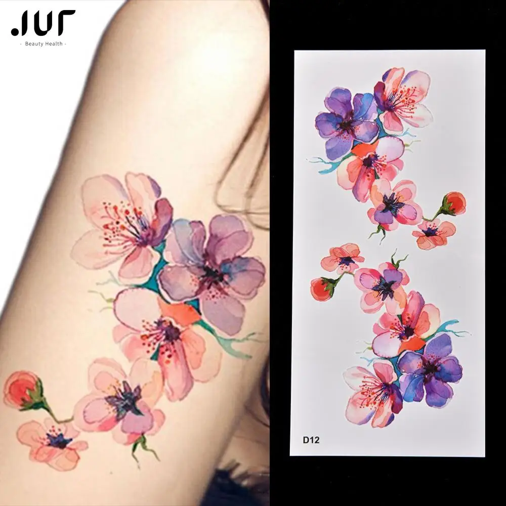 

High Quality DIY Watercolor Orchid Arm Temporary Tattoo Sticker Waterproof Temporary Fake Tattoo Sticker For Women Wholesale