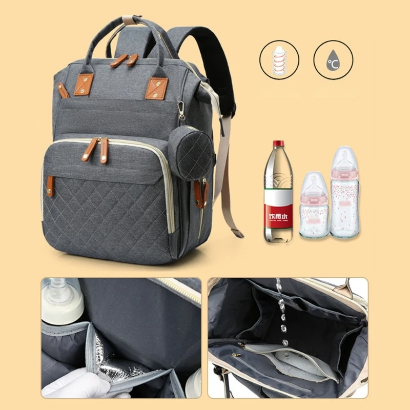 N80C Diaper Storage Bag Heat Preservation Feeding Moms Travel Bag Nylon Backpack