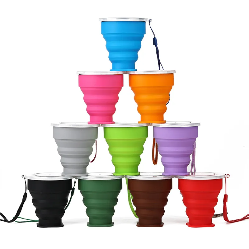 

Water Cup Travel Silicone Retractable Coloured Portable Outdoor Coffee Handcup 200ml Folding Cups BPA FREE Food Grade Dining