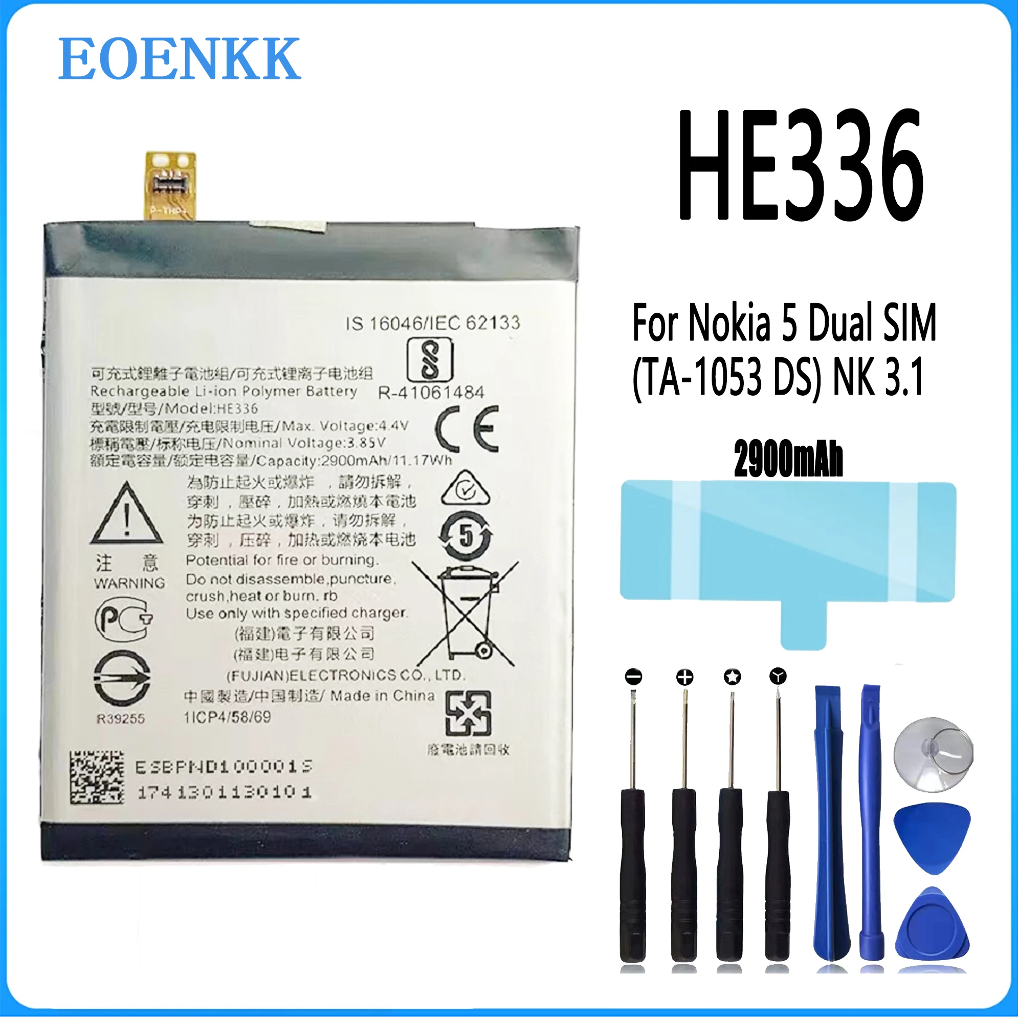 HE336 battery for Nokia 5 Dual SIM (TA-1053 DS) /NK 3.1 Repair Part Original Capacity Mobile Phone Batteries Bateria