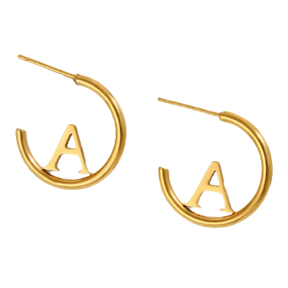 

Маленькие круглые серьги-кольца YtrKiasy, легкие серьги-гвоздики с покрытием из 18-каратного золота с надписью, для женщин и девочек-подростков