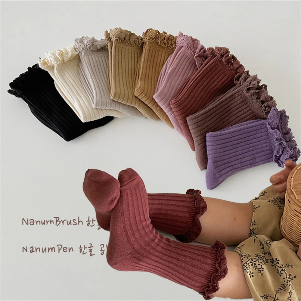 

Frilly Ruffle Lace Socks for Toddler Girls Knee High Long Socks Spring Autumn Infant Kids Socks Children Boot Socks Calcetines