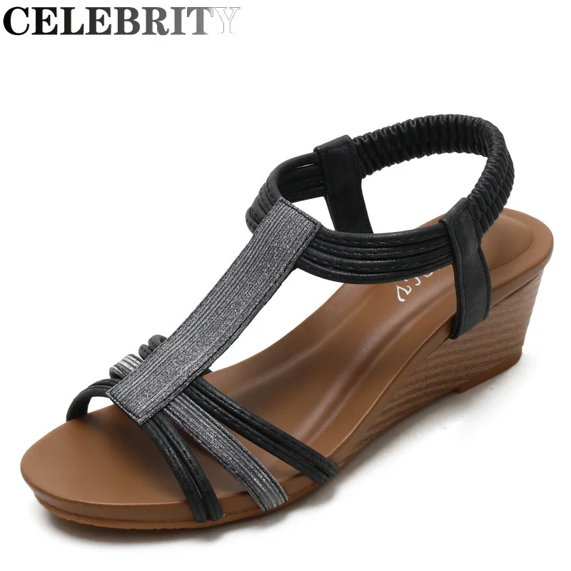 

Summer Women Sandals Casual Comfortable Beach Shoes ethnic style retro Slip On Female Shoes Comfortable Open Toe High Heels