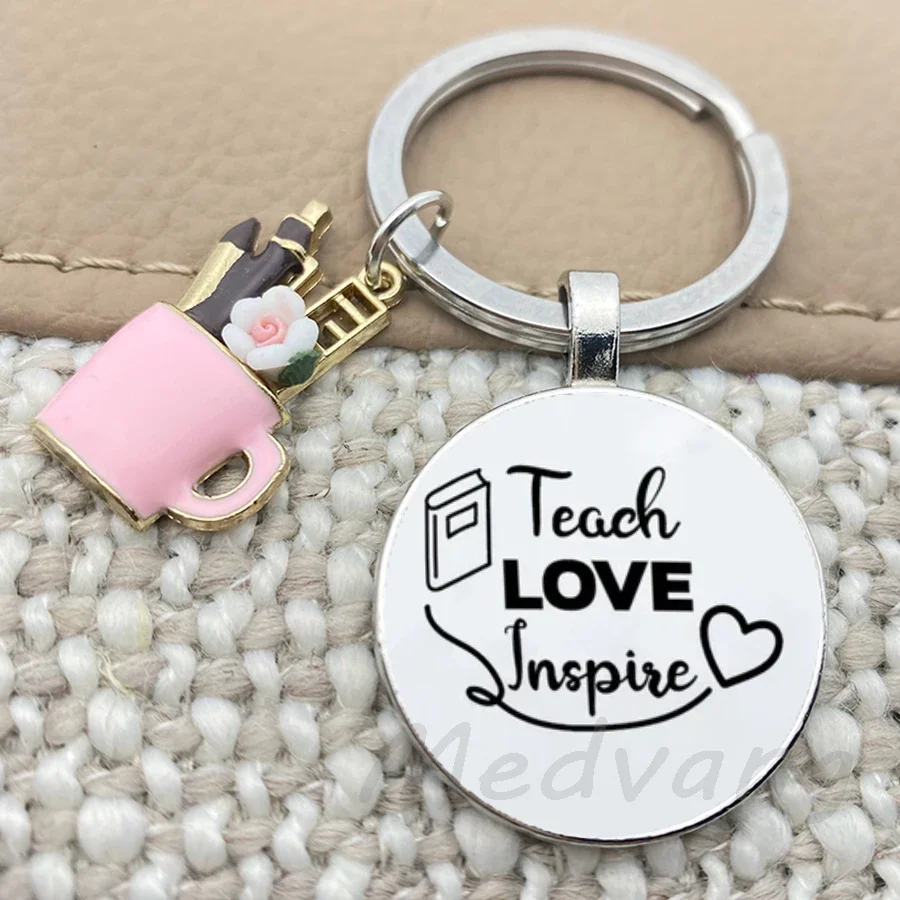 Брелок для ключей Teach Love Inspire на День Благодарения стеклянный купольный брелок