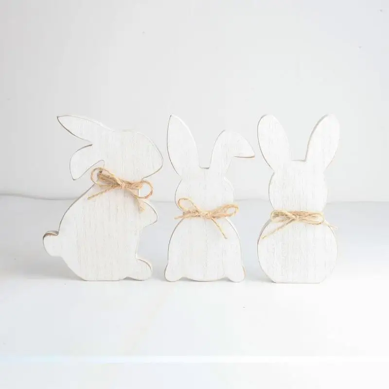 

Wooden Rabbit Ornament Hanging Crafts Easter Bunny Pendant Home Office Art Craft Easter Party Embellishment For Room Decorations