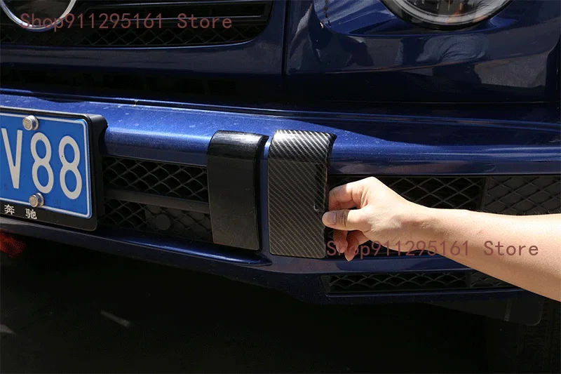 

Глянцевый черный углеродный хромированный АБС-пластик для Mercedes Benz G класса W463 2019-2020, 2 шт., аксессуары для отделки переднего бампера автомобиля