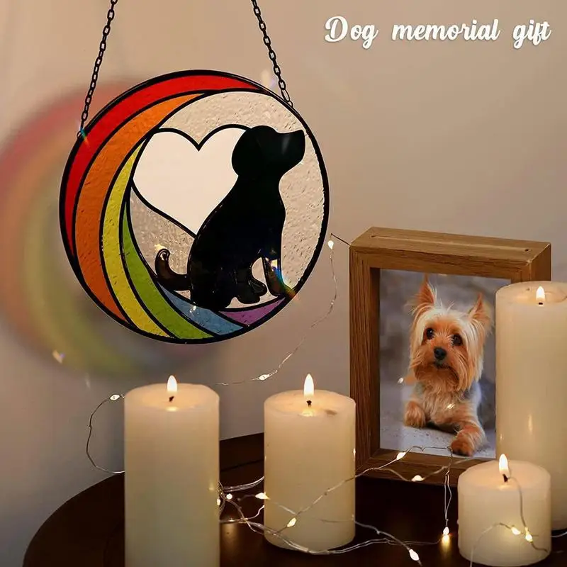 Памятная собака RainbowBridge Hung Pet Gift акриловая собака потеря сочувствия Berevement Remembranc подарок на окно стена Дерево солнце