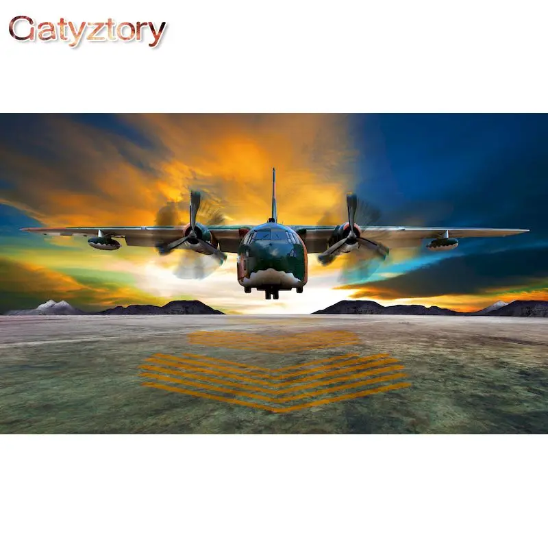 

GATYZTORY Diy Painting By Numbers For Adults Aircraft Scenery Handpainted Drawing By Numbers On Canvas Diy Gift Home Decors