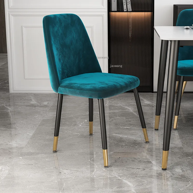 

Modern Minimalist Home Dining Chairs Restaurant Wrought Dining Chair Nordic Luxury Leather Leisure Backrest Kitchen Furniture