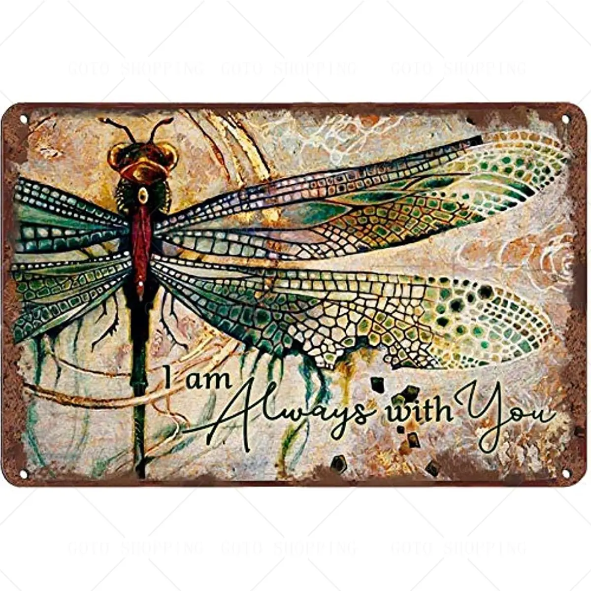 

Creative Tin Sign Dragonfly I Am Always With You Funny Novelty Metal Retro Wall Decor Home Gate Garden Bars Restaurants Cafes