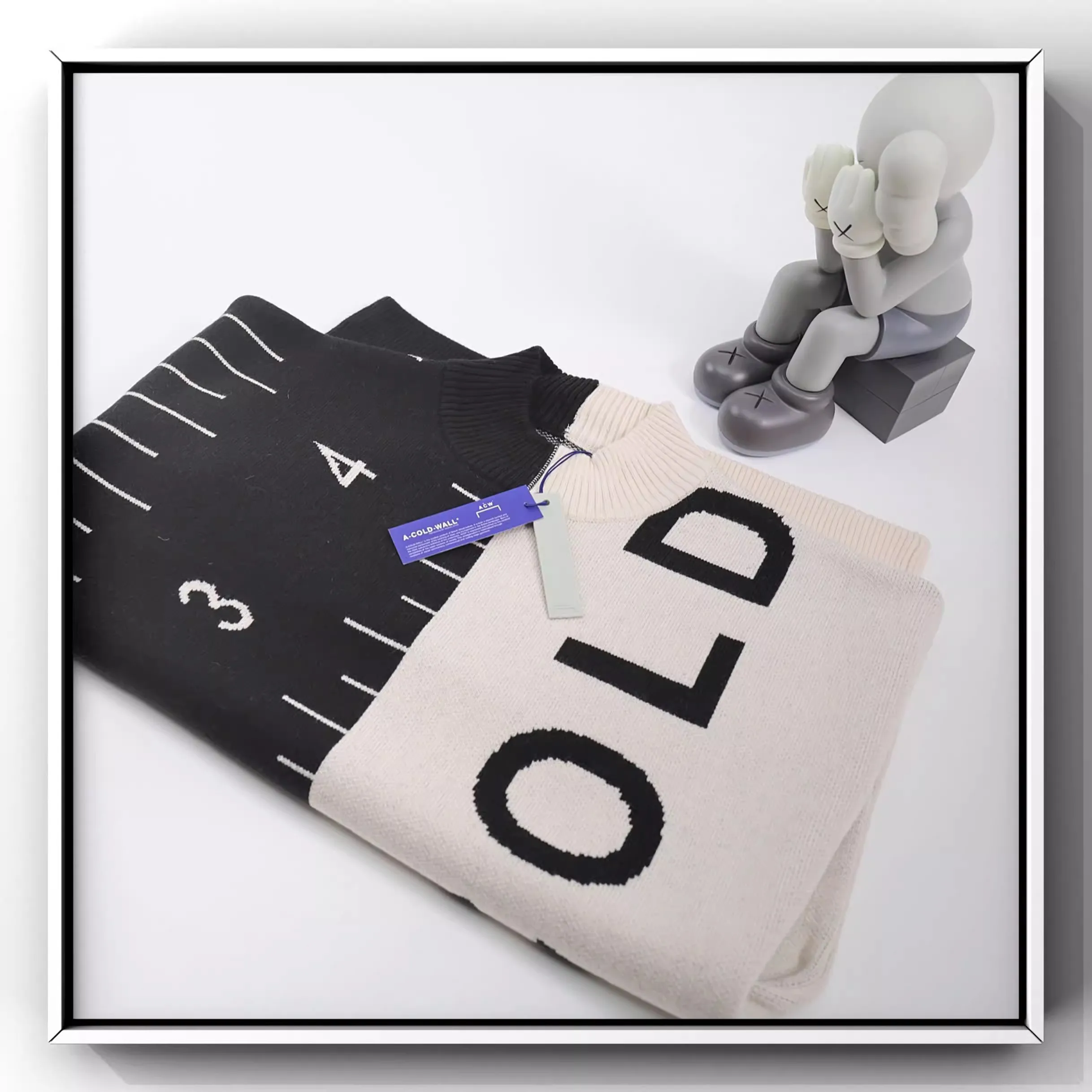 2024 Черно-белая прямоугольная линейка ACW с холодной стеной сращенная свитер