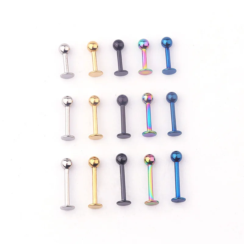 Vacuum plated 316L medical stainless steel ball lip nail body piercing jewelry