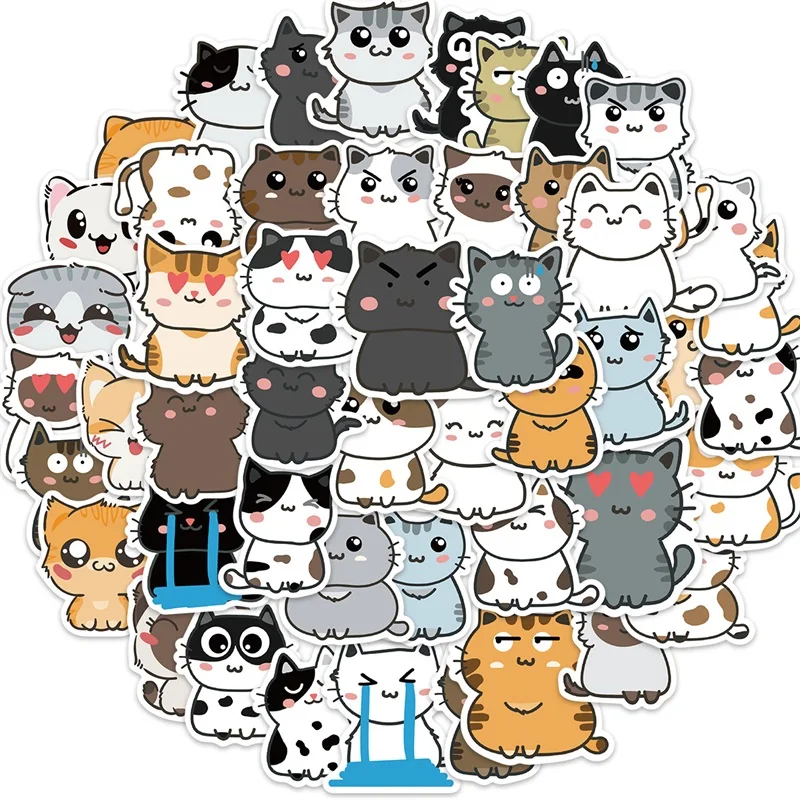 

10/30/50PCS Kawaii Cat Sticker Aesthetic PVC Decoraction Scrapbooking Diary Laptop Korean Stationery School Supplies for Kids