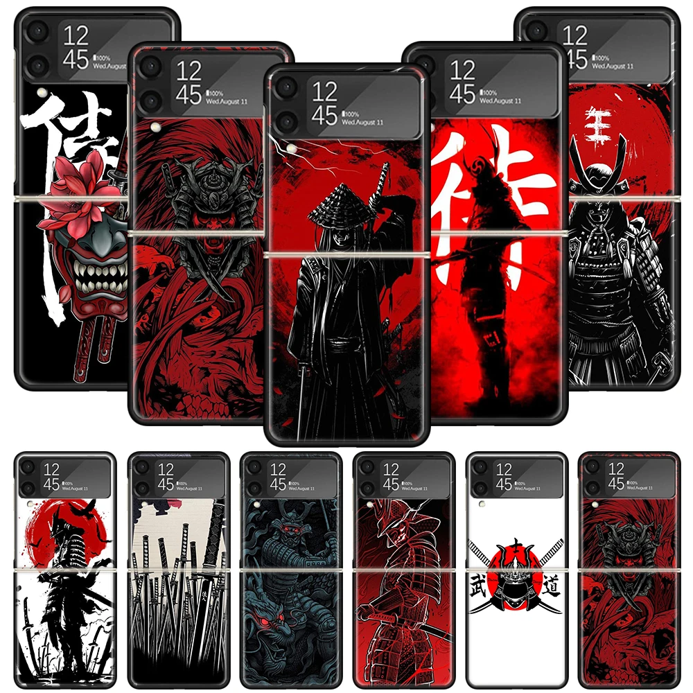 

Эстетический классный чехол для телефона Samurai для Samsung Galaxy Z Flip3, флип p4, черный Жесткий Чехол Z Flip 3 4, роскошный чехол из поликарбоната, Zflip Fundas