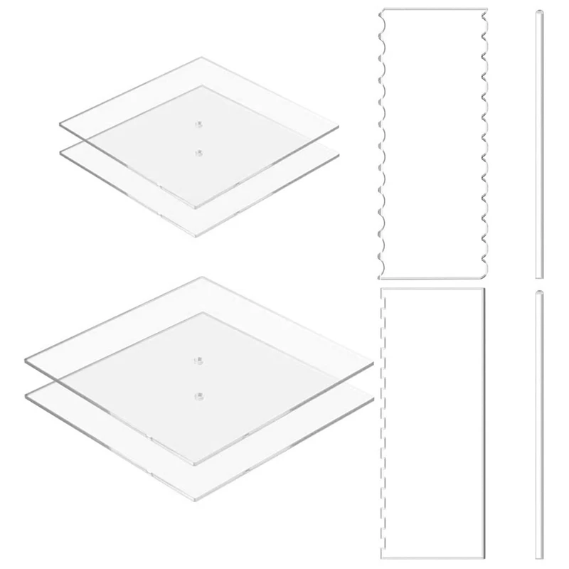 

Акриловые квадратные украшения для торта, инструмент для украшения торта с 4 квадратными дисками, металлическое основание для торта