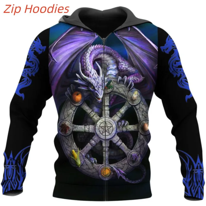 Толстовка с капюшоном и 3D-принтом дракона Повседневная Уличная в стиле хип-хоп на