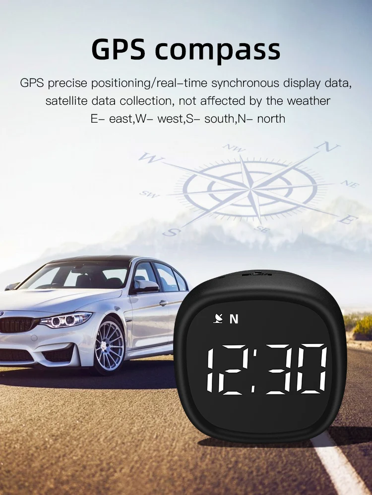 

Car Motorcycle Universal HUD GPS Speedometer Car Clock Electronic Compass White Light MPH Overspeed Alarm Digital Gauges