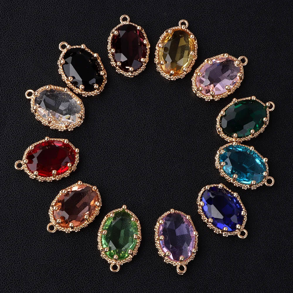 

Fashoin Crystal Glass Pendant Oval Shape Rhinestone Charms For Vintage Women's Earrings Earrings Bracelet DIY Crafts Supply 5pcs