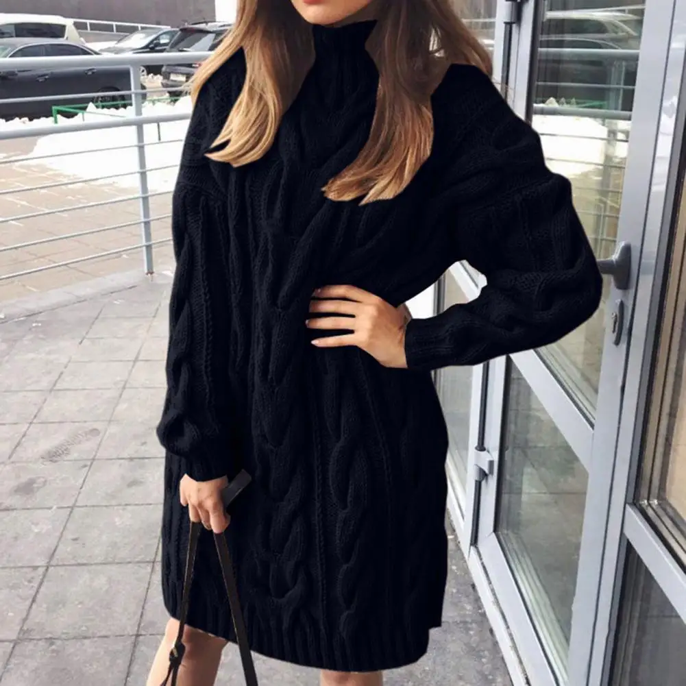 

Long Sleeve Solid Color Women Long Sweater Winter Sweater Elegant Long Sleeve Elastic Winter Sweater for Outdoor