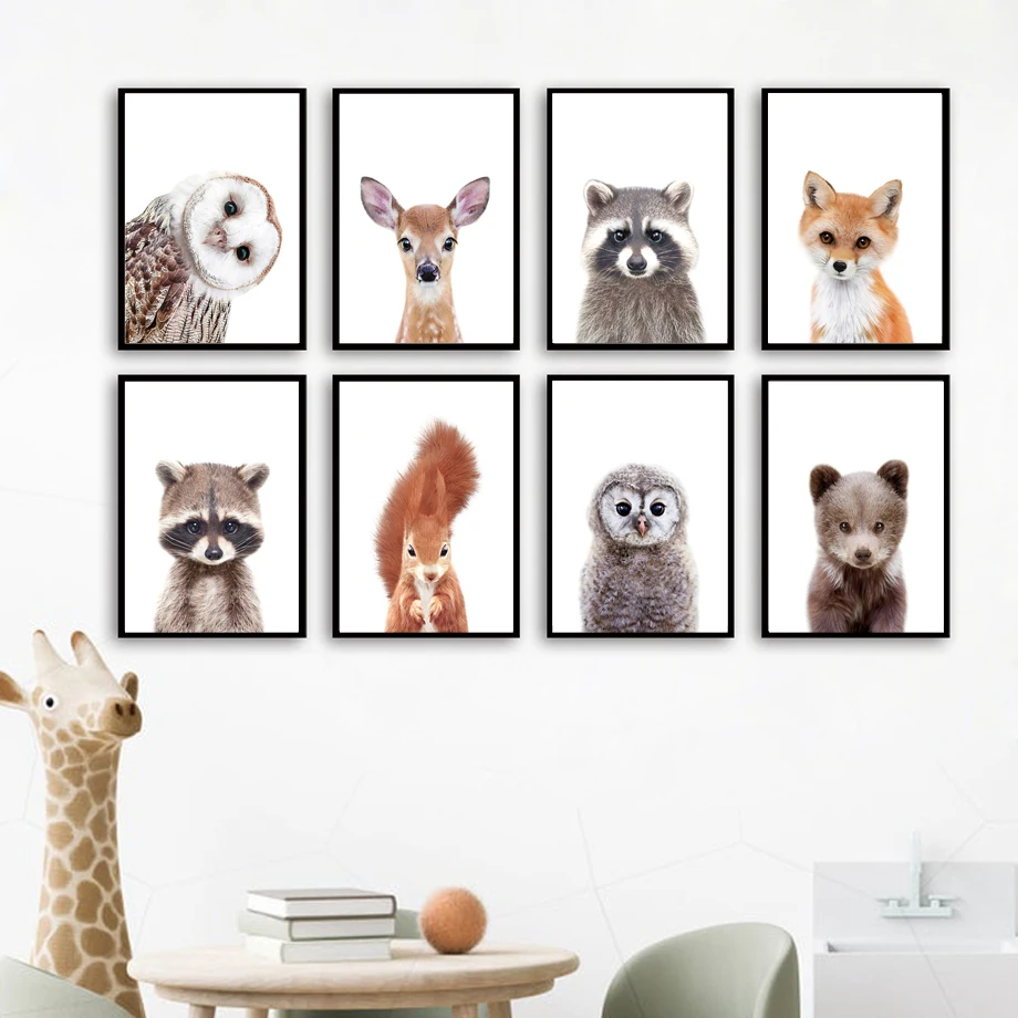 

5D DIY Diamond Painting Cartoon Forest Animal Bear Deer Fox Raccoon Owl Wall Art Nordic Poster Decoration Children's Room Decor