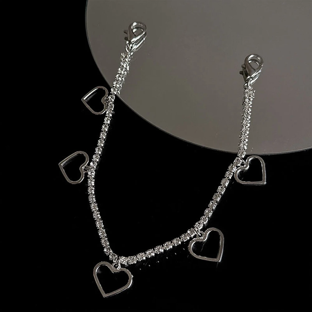 New Hip-hop Stainless Steel Chunky Chains Heart Shoe Buckles Decorations Canvas Board Shoes Accessories Creative Jewelry