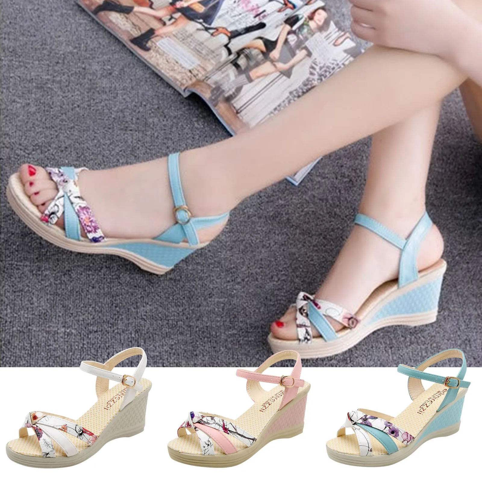 

Women Sandals Wedges Shoes Summer Sandals Platform Toe High Heeled Shoes Chaussure Femme sandalias mujer verano 2022