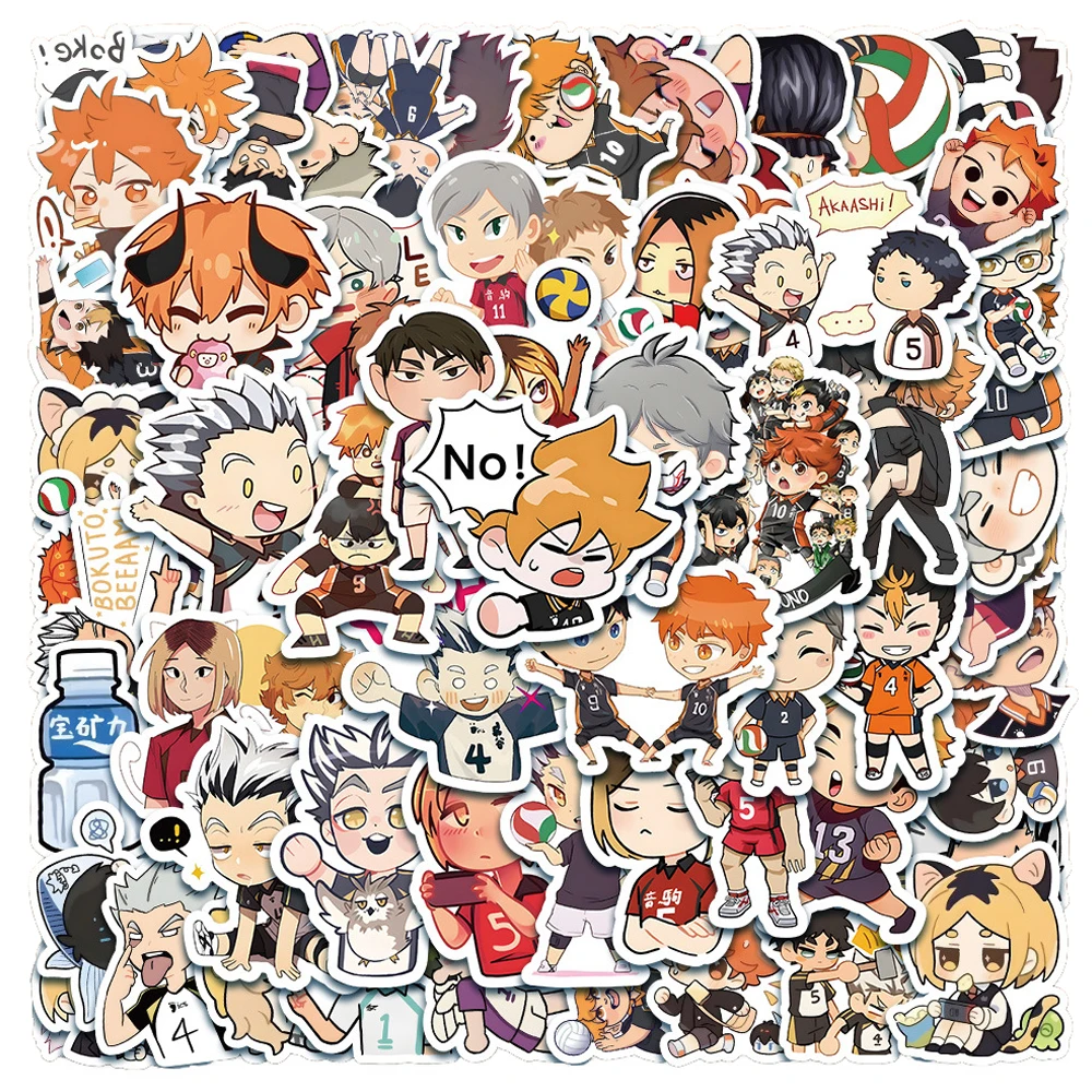 

10/30/60PCS Cute Cartoon Haikyuu!! Anime Stickers DIY Skateboard Laptop Helmet Phone Luggage Car Graffiti Cool Sticker Kid Toy