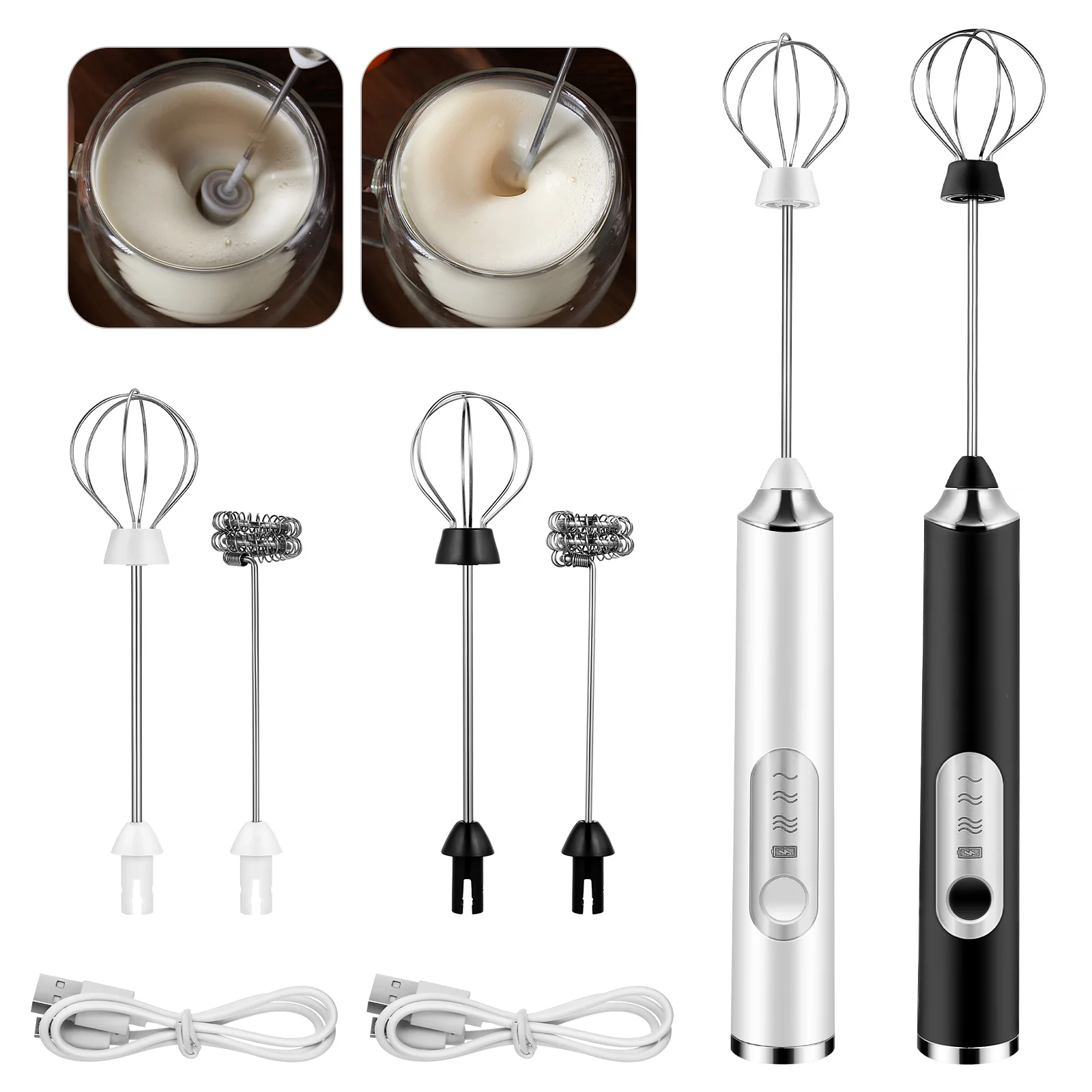 

Stainless Steel Electric Whisk Automatic Milk Frother Coffee Mixer Low Noise Foam Maker Portable Egg Beater